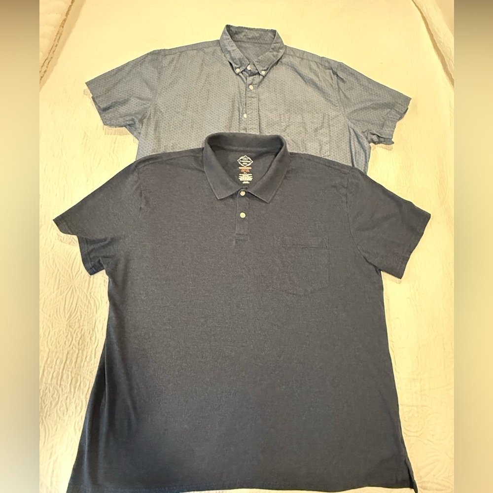 St Johns Bay blue polo shirt buttonfront top lot men’s xl